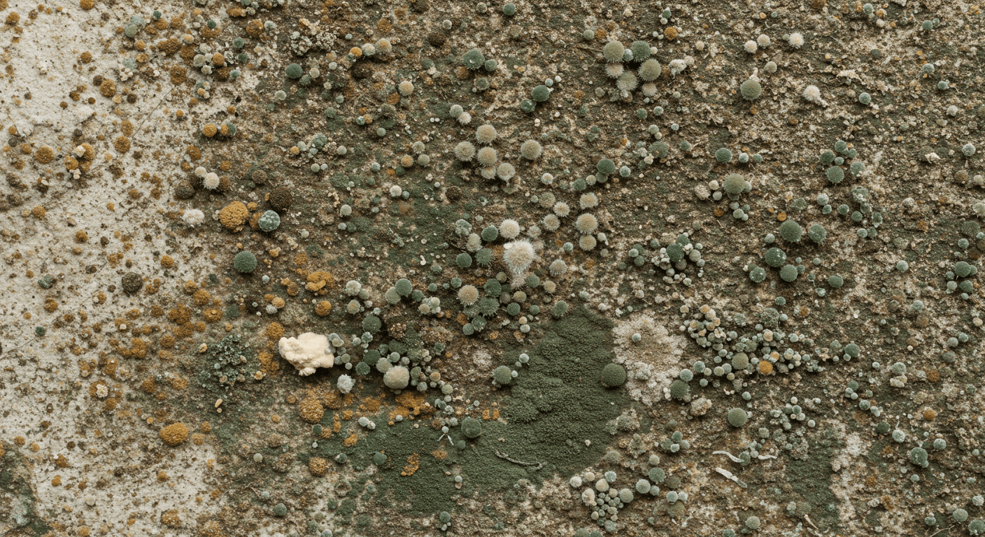 Close-up of Mold Spores on Basement Wall
