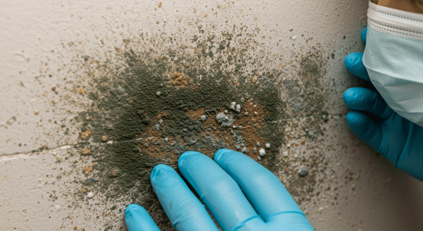 Inspecting Mold in Bathroom
